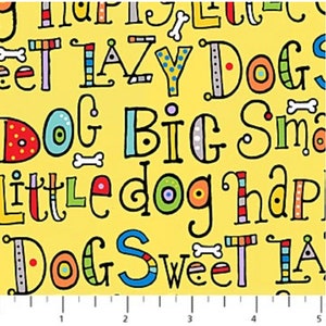 Doodle Dog - 1 Yard Cut - Cotton Fabric -  Northcott Fabric - Quilting Fabric - Mask Fabric