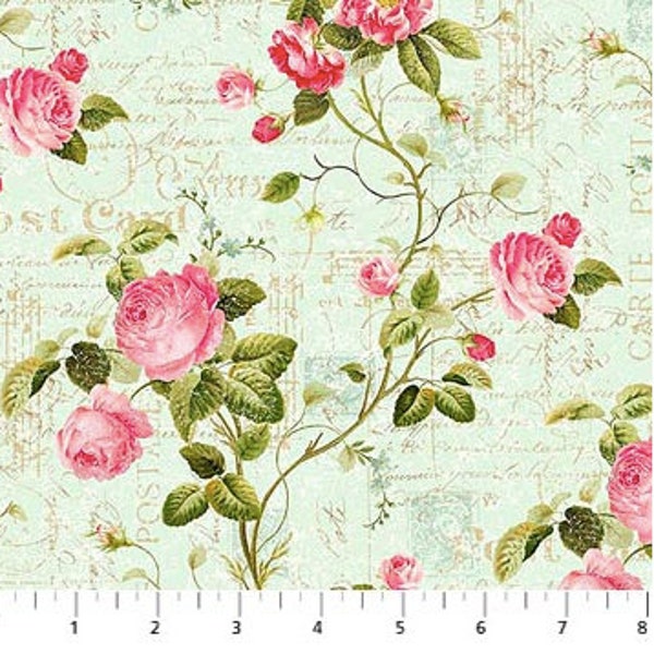 Floral Fabric - Fabric Cut -  21812 63 - Northcott Fabric - Cotton Fabric - Floral Fabric - Romantic fabric