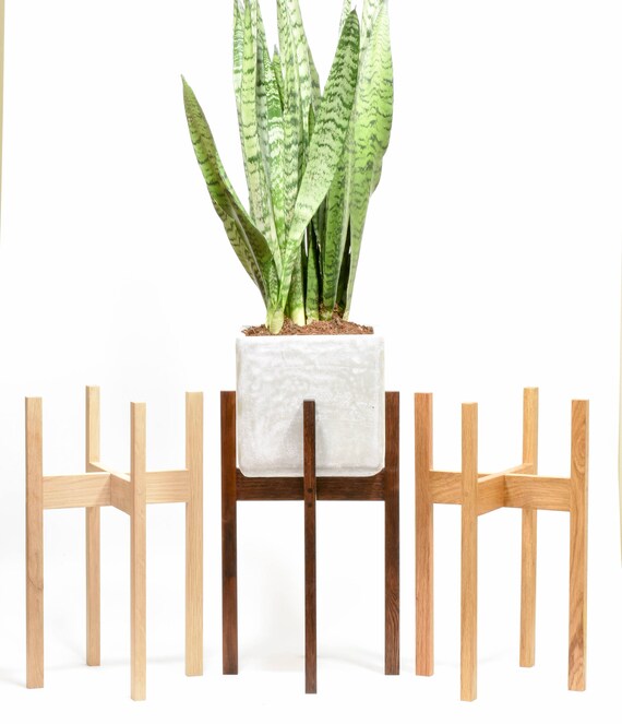 Modern Planter Stand With Cement Pot Mid Century Modern Etsy