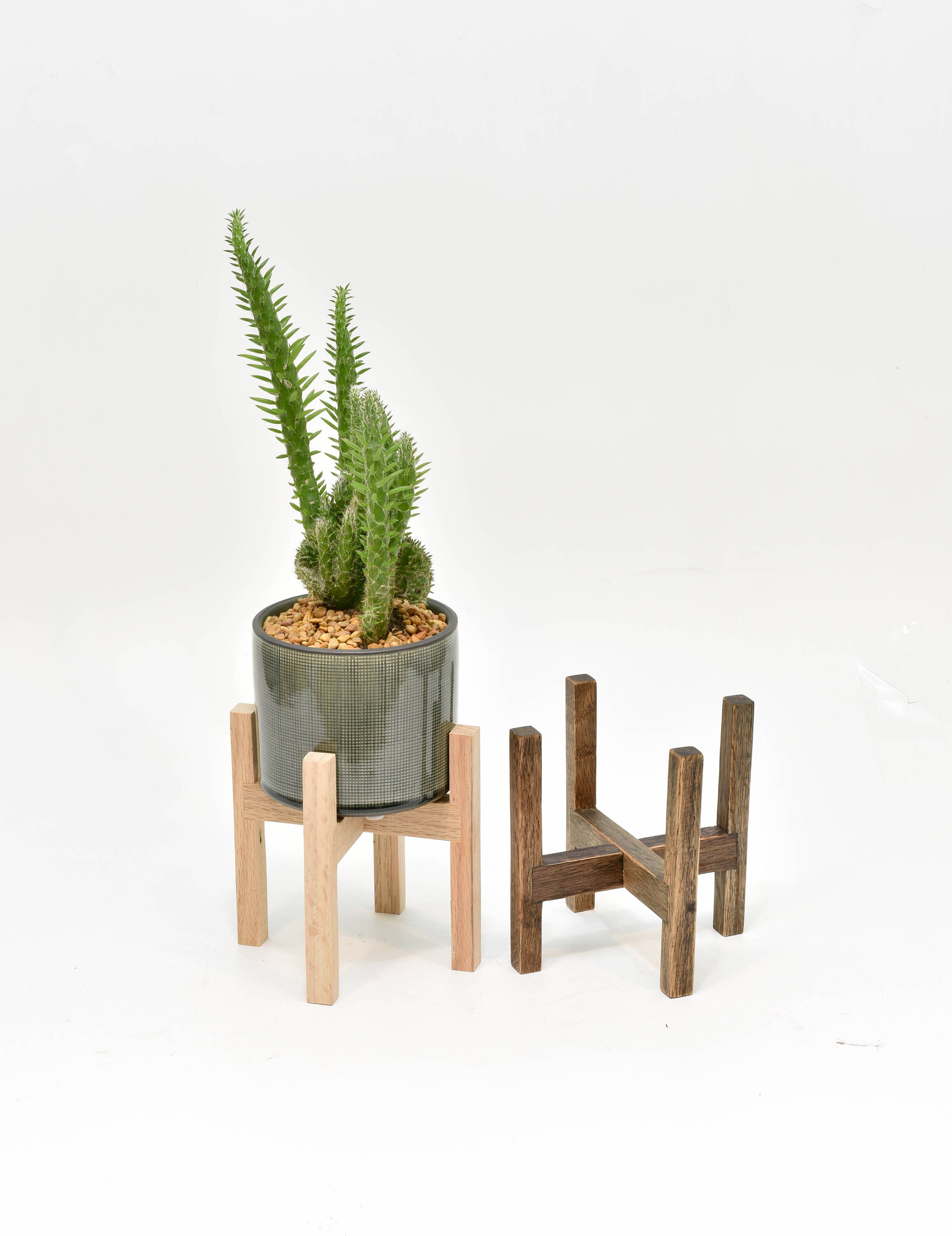 Mid Century Modern Planter Stand with Ceramic Pot Indoor | Etsy