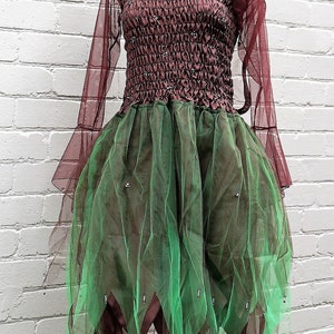 Fairy Dress (with Sleeves and Wings) - Women&#39;s ONE SIZE (Aus 8-16) - Brown & Greeen