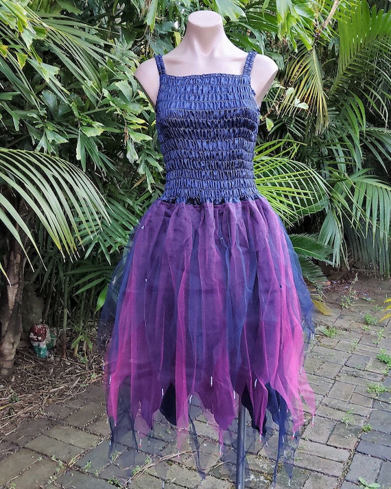 navy blue fairy dress Gothic Glitter Blue Princess Tulle Prom Dress, Blue Long Evening Prom –  Simplepromdress main image 0