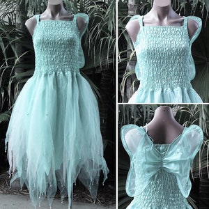 Robe de fée (avec ailes) - Taille UNIQUE pour femmes (Aus 8-16) - Menthe & Rose