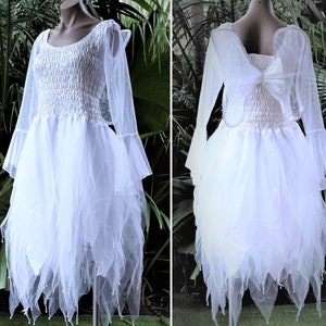 PLUS SIZE Women's Fairy Dress with Sleeves and Wings - (Size: AUS 18-24) - White