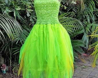 PLUS SIZE Women's Fairy Dress - (Size: AUS 18-24) - Neon & Gold