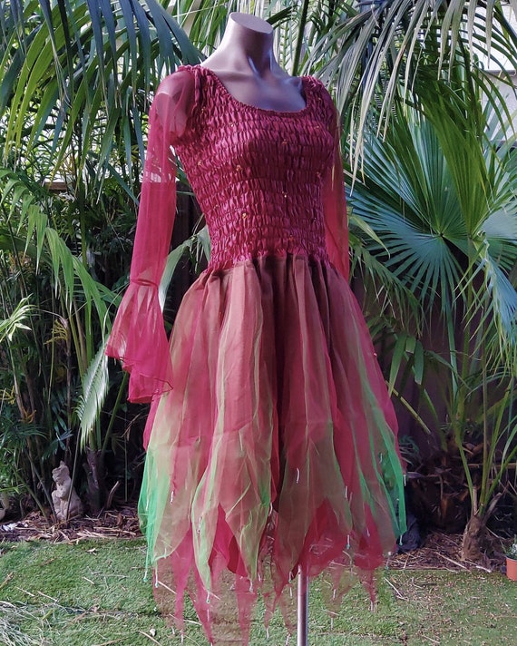 Fairy Dress (with Sleeves) - Women's ONE SIZE (aus 8-16) - Maroon/green -  Etsy UK