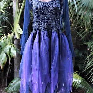 Fairy Dress (with Sleeves and Wings) - Women's ONE SIZE (Aus 8-16) - Midnight Blue & Purple