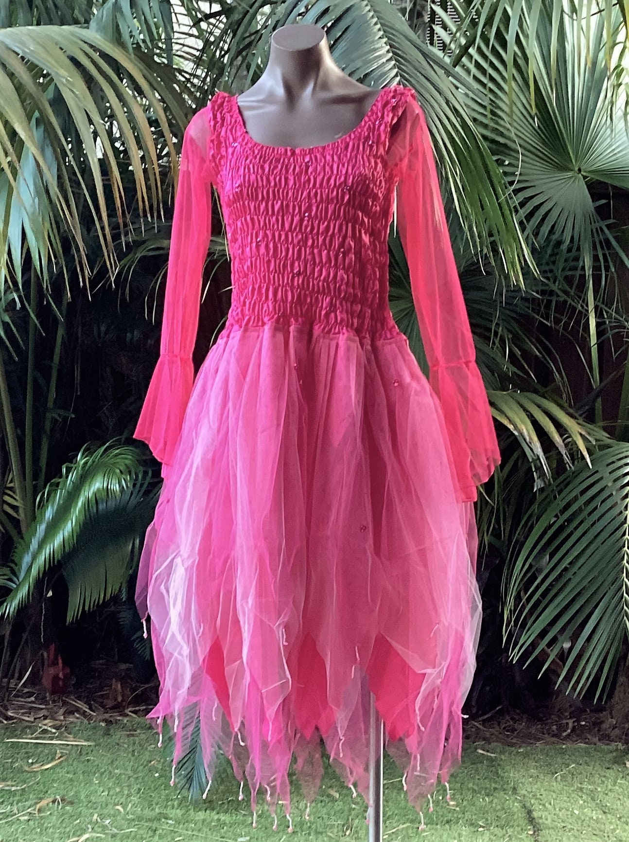 Fairy dress up sheer スカート PLUS SIZE Women's Fairy Dress With Sleeves - (size: AUS 18-24