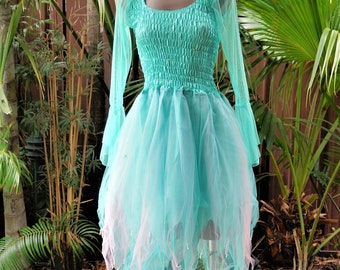 CHILD (12-14 Years) - Fairy Dress with Sleeves  - Mint & Pink Princess