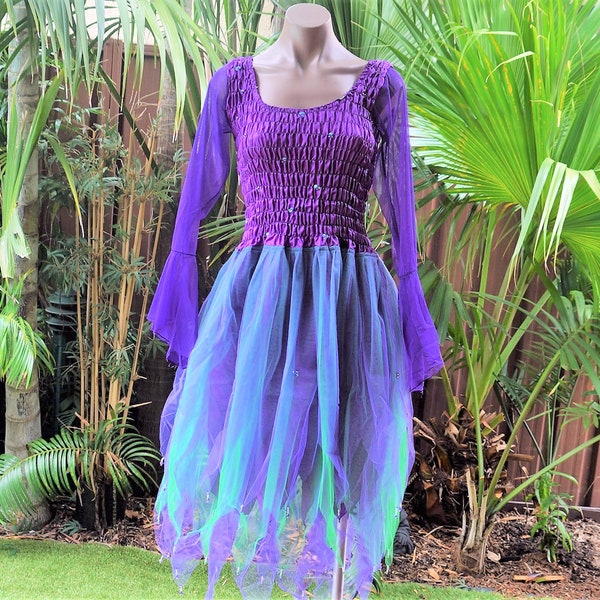 ENFANT (12-14 ans) - Robe de fée à manches - Violet & Vert