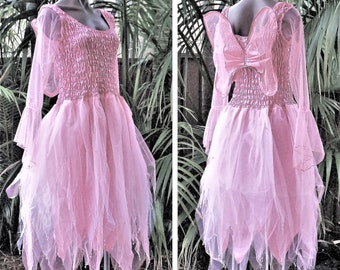 Fairy Dress (with Sleeves and Wings) - Women's ONE SIZE (Aus 8-16) - Pink