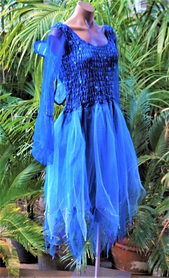 Fairy Dress (with Sleeves and Wings) - Women's ONE SIZE (aus 8-16) - Royal Blue & Light Blue - Etsy Fairy Dress (with Sleeves and Wings) - Women's ONE SIZE (aus 8-16) - Royal Blue & Light Blue - Etsy
