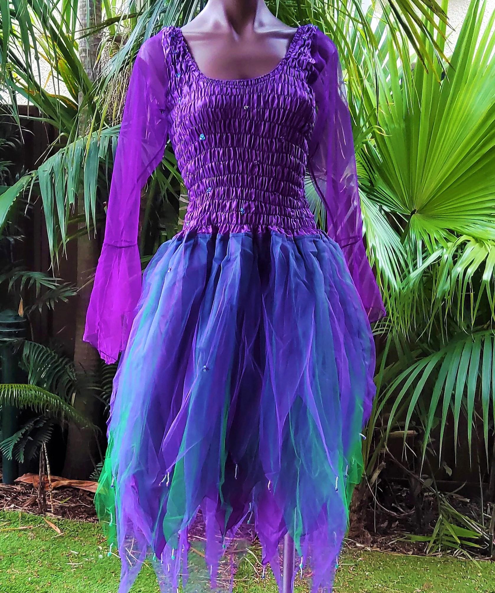 Purple and Green Fantasy Dress - Etsy