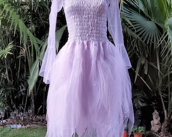 Fairy Dress (with Sleeves) - Women's ONE SIZE (Aus 8-16) - White & Pink