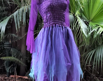 Fairy Dress (with Sleeves) - Women's ONE SIZE (Aus 8-16) - Purple & Mint