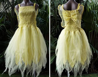 Fairy Dress (with Wings) - Women&#39;s ONE SIZE (Aus 8-16) - Lemon