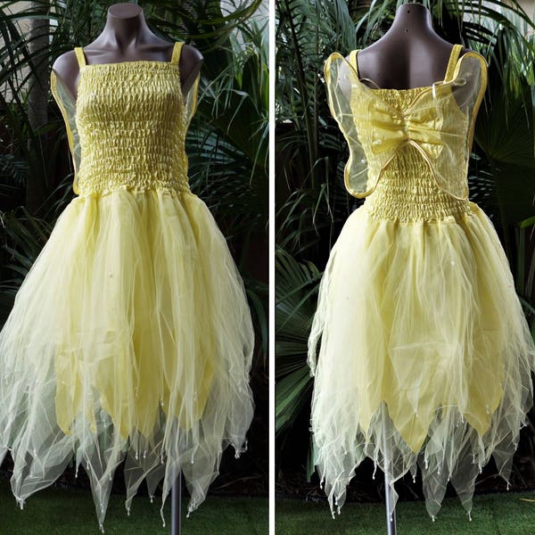 Fairy Dress (with Wings) - Women's ONE SIZE (Aus 8-16) - Lemon