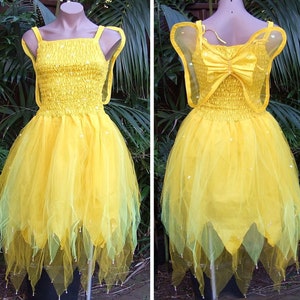 Fairy Dress (with Wings) - Women's ONE SIZE (Aus 8-16) - Gold & Lemon