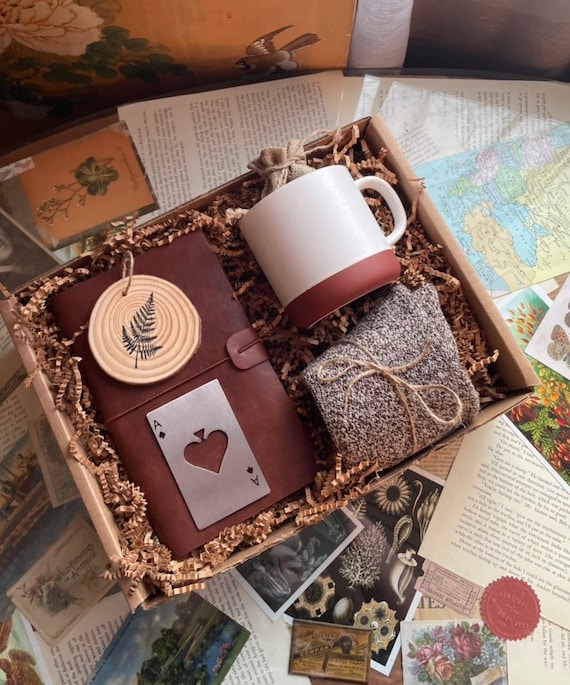 Men’s Corporate Gift Box - Cozy Socks, Leather Journal & Ceramic Mug | Employee Appreciation, Boss Thank You, Client Gift for Him