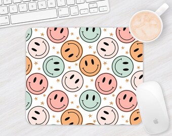Retro Smiley Mouse Pad | Floral Mouse Pad