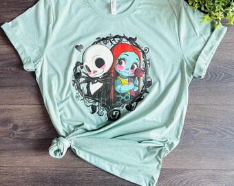 Glow In The Dark Nightmare Before Christmas Shirt, Heather Sage Tee