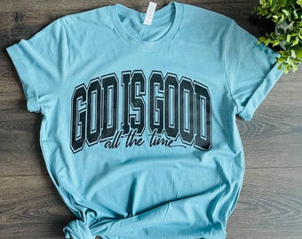 God Is Good T-Shirt, Heather Blue Lagoon, Christian Apparel