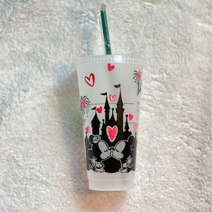 Disney Valentines Cup, Disney Starbucks Cup, Valentine Starbucks Cup, Personalized Starbucks Cup, Disney Castle