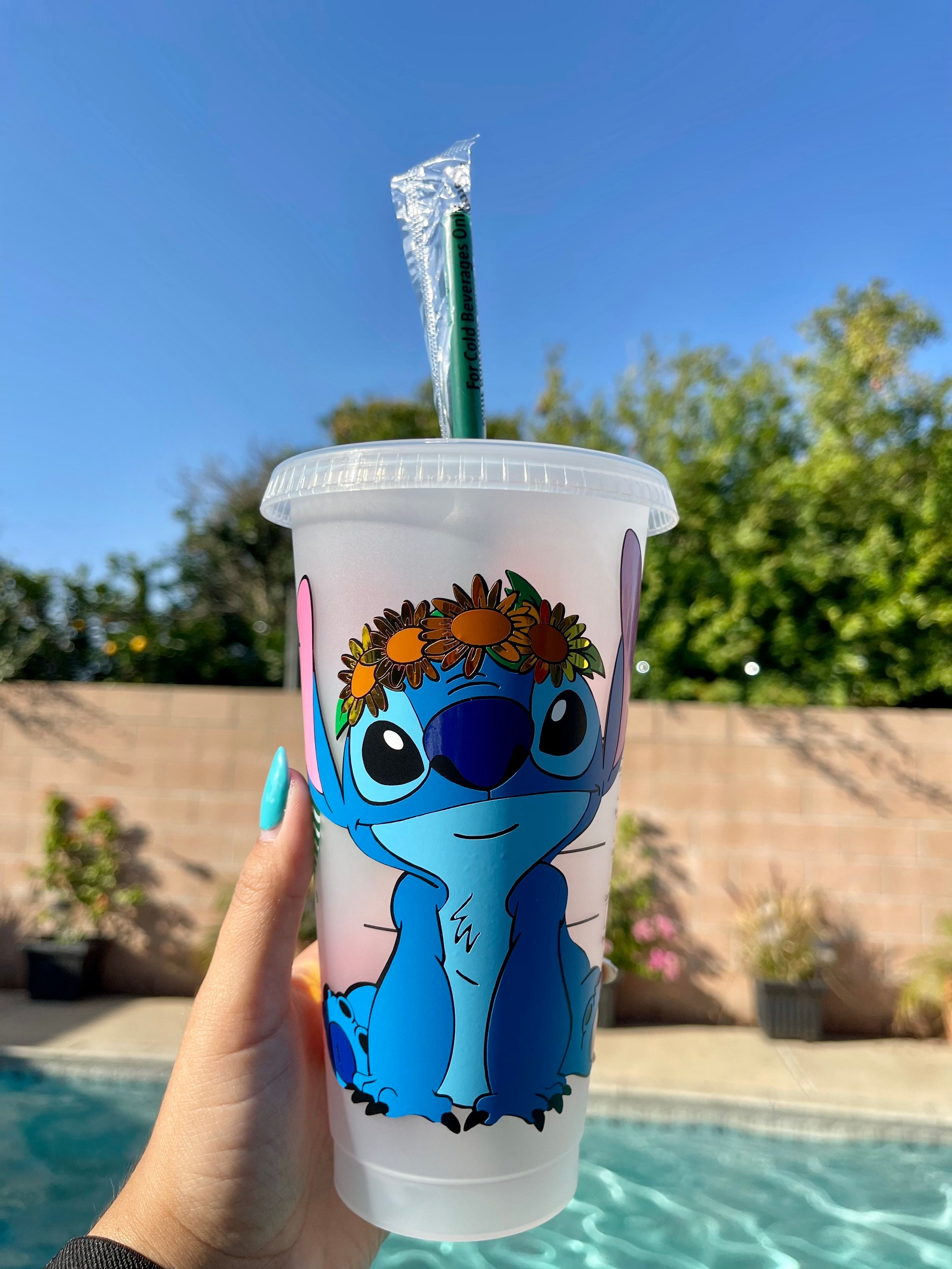 Sunflower Stitch Inspired Starbucks Cup Disney Starbucks Cup Sunflower Starbucks  Cup 