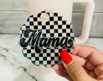 Glitter Stanley Tumbler Topper | Scalloped Mama Name Plate