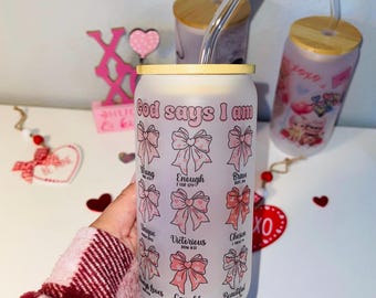 God Says I Am Frosted Tumbler: Bible Verse Affirmations