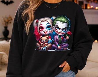 Halloween Sweatshirt, Scary Movie Sweatshirt, Joker and Harley Quinn