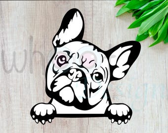French Bulldog Peek-a-boo Vinyl Decal: Car, Laptop, Dog Lover