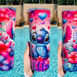 Stitch Tumbler | Floral Design 20 oz Stainless Steel Tumbler