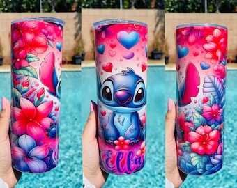 Stitch Tumbler | Floral Design 20 oz Stainless Steel Tumbler