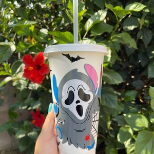Stitch Ghost Face Tumbler, Disney Halloween Cup, Scream Movie, Halloween Cups, Reusable Cups