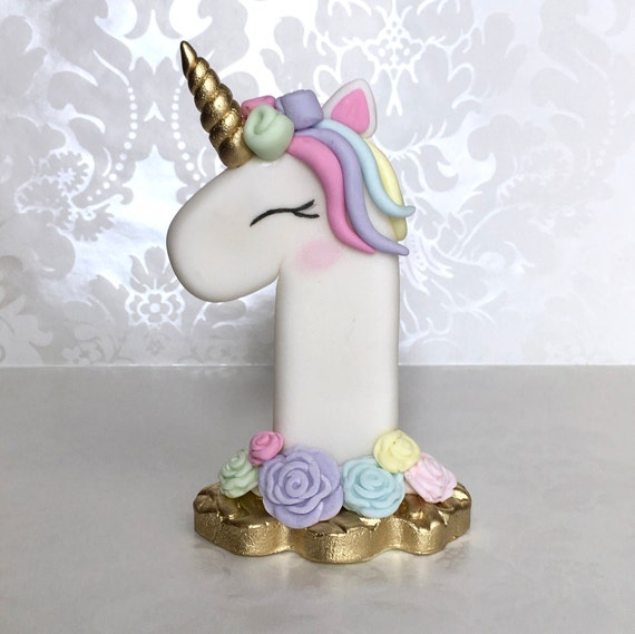 1st Birthday Unicorn Cake Topper First Birthday Fondant Etsy