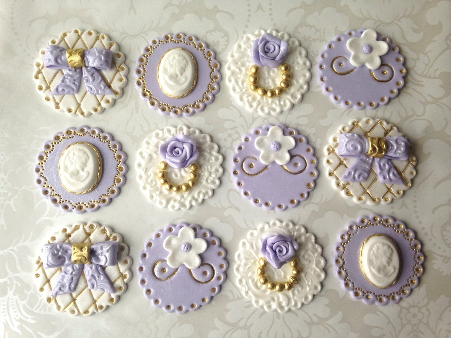 Wedding fondant cupcake toppers/ Lady Birthday Edible Cupcake Etsy