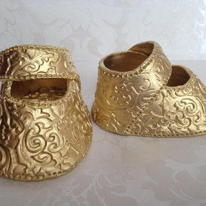 Gold Baby Shower Shoes. Fondant Baby Shoes Cake Topper. First - Etsy