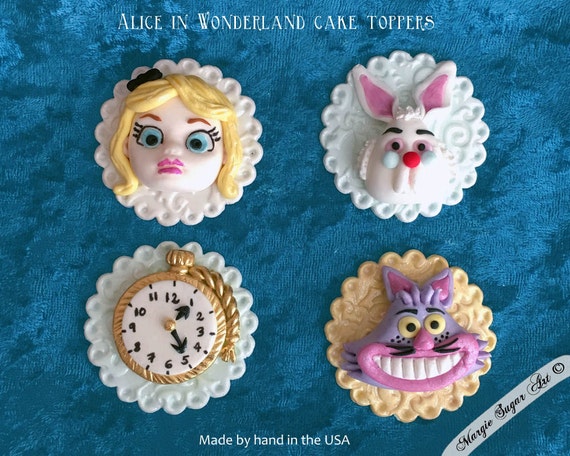 Alice In Wonderland Fondant Cupcake Toppers Alice In Etsy