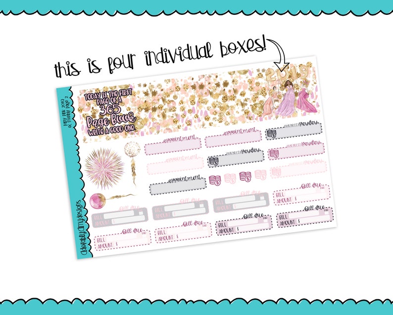 Pick Your Month Party Pink 2019 New Years Themed Monthly View Planner Sticker Kit for Erin Condren Planners or Happy Planner
