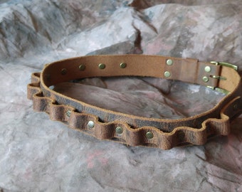 bullet loop bandolier hat band -- Cowboy Western Wasteland Apocalyptic -- Distressed Crazy Horse Leather hatband -- hat belt-- Hand Made USA