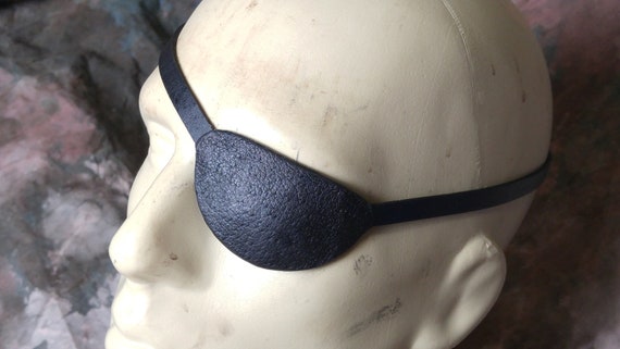 slim eye patch -- adult eyepatch -- Black Brown Dark Brown Blue Purple Red Yellow Distressed Leather -- woman's & mens --  Made in the USA