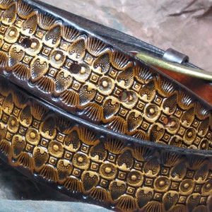 hand tooled leather belt -- 1 1/2&quot; Leather Cowhide Belt -- Custom Men&#39;s or Women&#39;s -- Hand Stamped -- Made in the USA -- Free Shipping