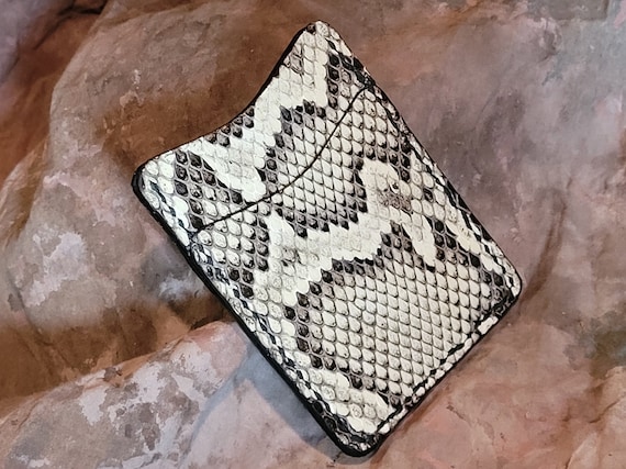 card wallet  -- card holder -- Exotic Burmese Florida Python Snakeskin  --  Minimalist Front Pocket  -- USA Made