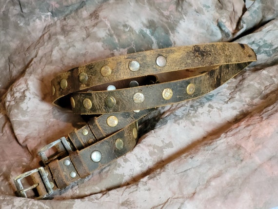 Very Distressed Rivet Crazy Horse Buffalo Leather Hat Band
