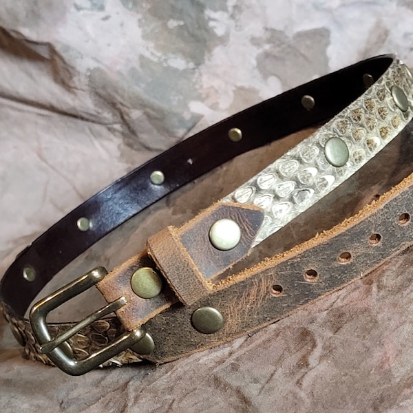 Rattlesnake, Python & Crazy Horse Leather Hat Band - Western Cowboy Fedora