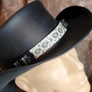 Snakeskin or Alligator & Cowhide Leather Bandolier Hatband -- Cowboy Steampunk Cosplay -- bullet loop hatband -- hat belt  -- Hand MadeUSA