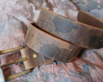Distressed Belt Crazy Horse Buffalo Leather – Max Max Wasteland -- Rugged USA Made