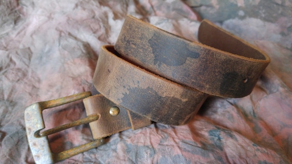 Very Distressed Crazy Horse Buffalo LeatherBelt