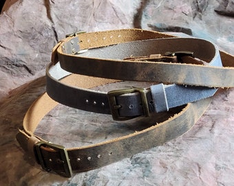 Crazy Horse Buffalo Leather Hat band -- Cowboy Western Wasteland  -- wide thin hatband -- Distressed hat belt  -- Made in the USA